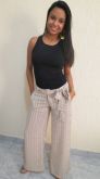 Calça Pantalona  Transparencia Bege