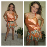 Short Saia Florido Laranja