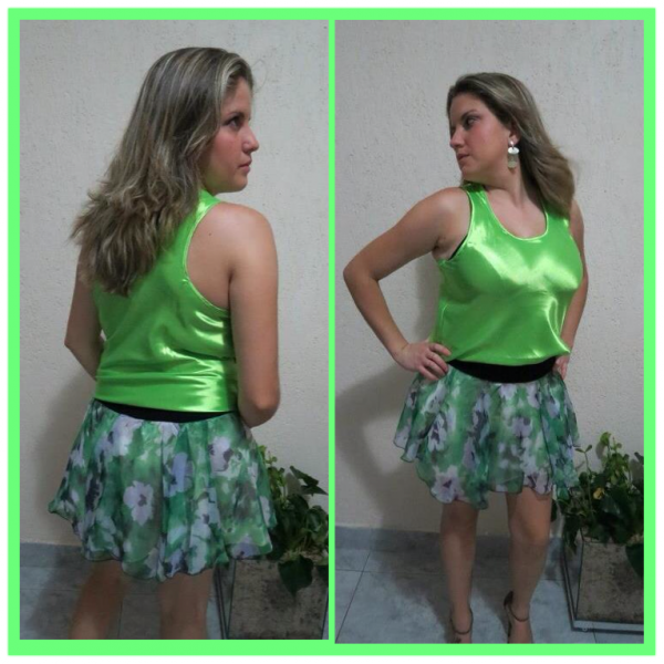 Short Saia Florido Verde